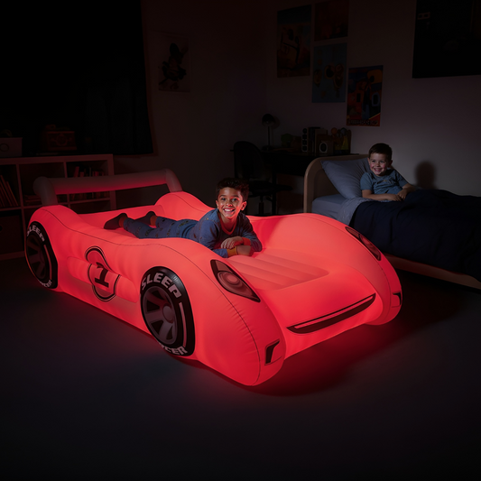 Sleep Racer Dream Car - Red Illuminated LED Inflatable Car Bed Age 3 to 12
