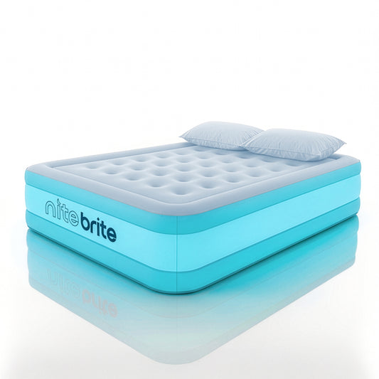 Nite Brite™ by AirCandy — Queen LED Air Bed with Rechargeable Pump & Lantern