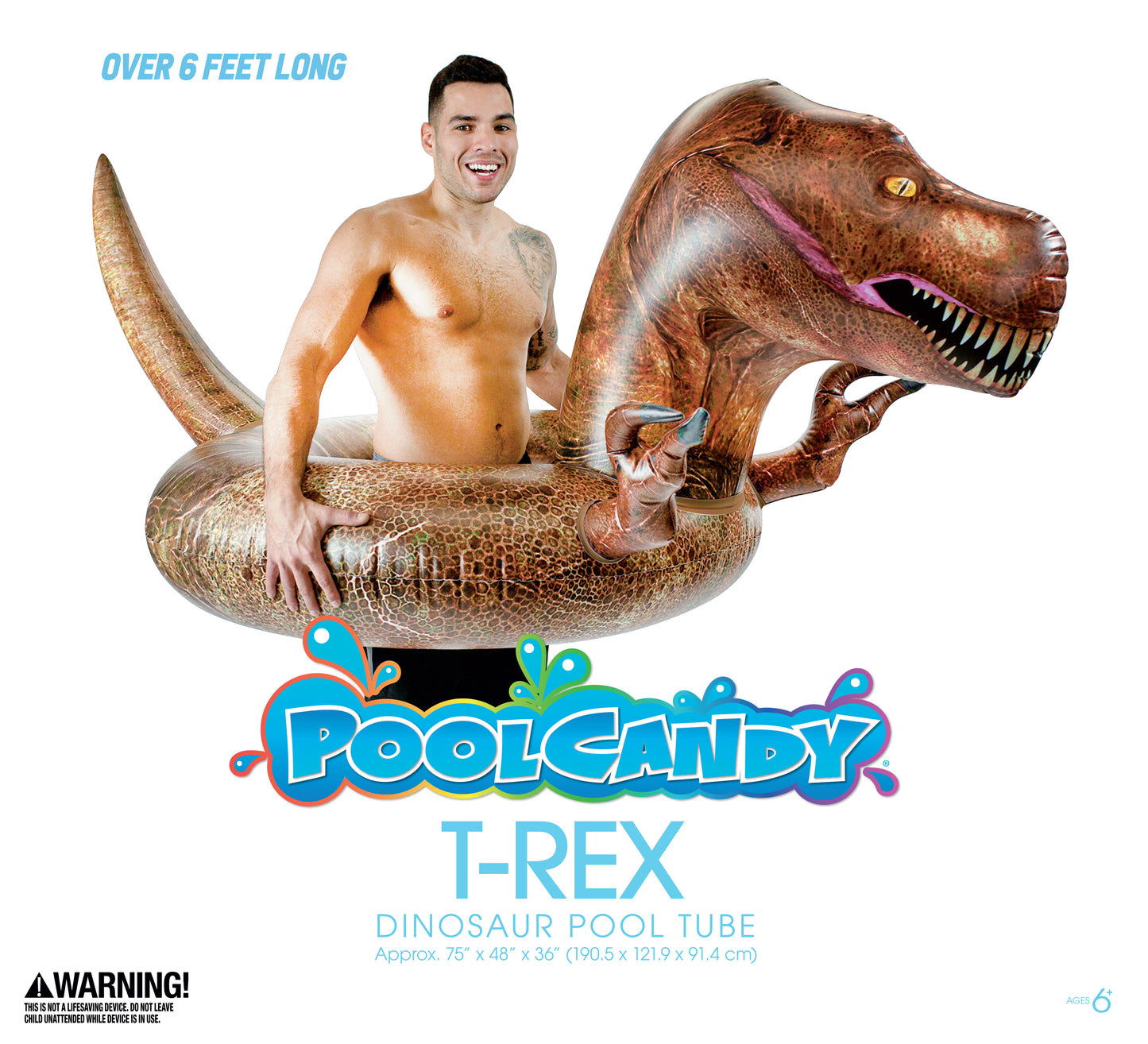 PoolCandy T-Rex Dinosaur Pool Float – Jumbo 48” RealPrint® Edition – The Ultimate Apex Float