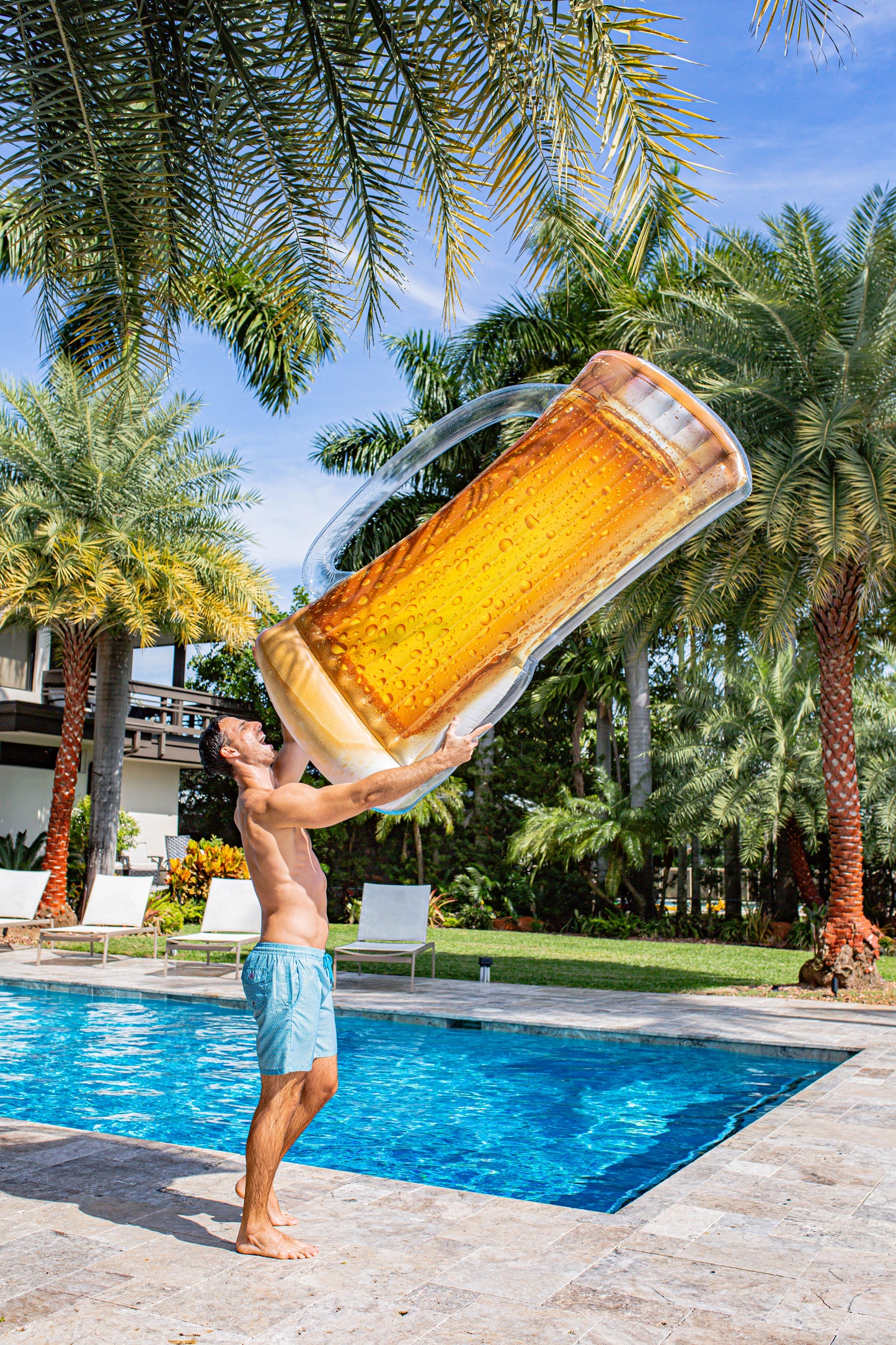 Inflatable Giant Beer Mug Pool Raft RealPrint Pool Raft 68" x 46"