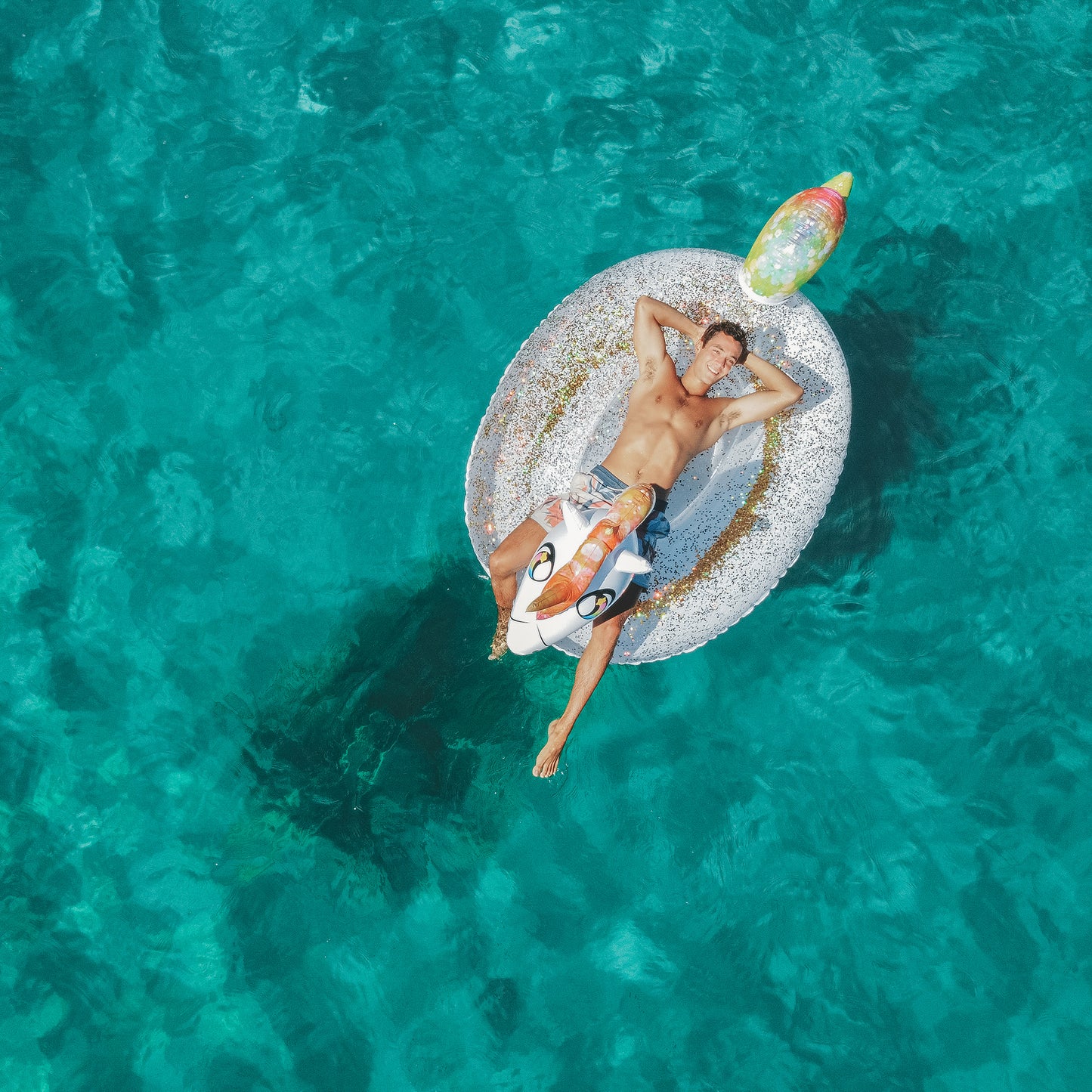 Gigantic Rainbow Unicorn Glitter Pool Raft by PoolCandy