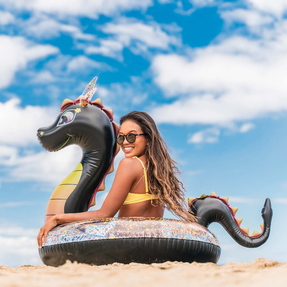 Inflatable Sea Dragon Pool Tube 40 Inch Glitter