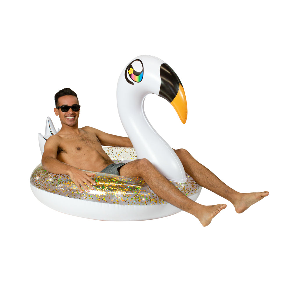 Glitter Swan - 48" Jumbo Beach & Pool Tube