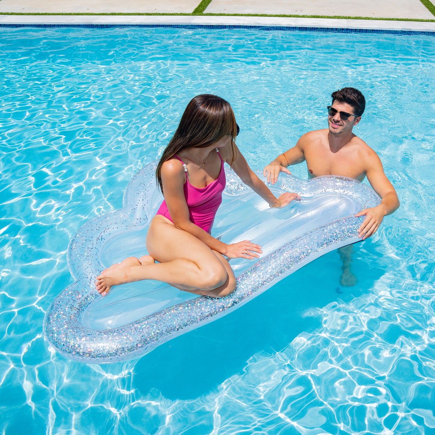PoolCandy Giant GLITTER CLOUD-72" Inflatable Island Float
