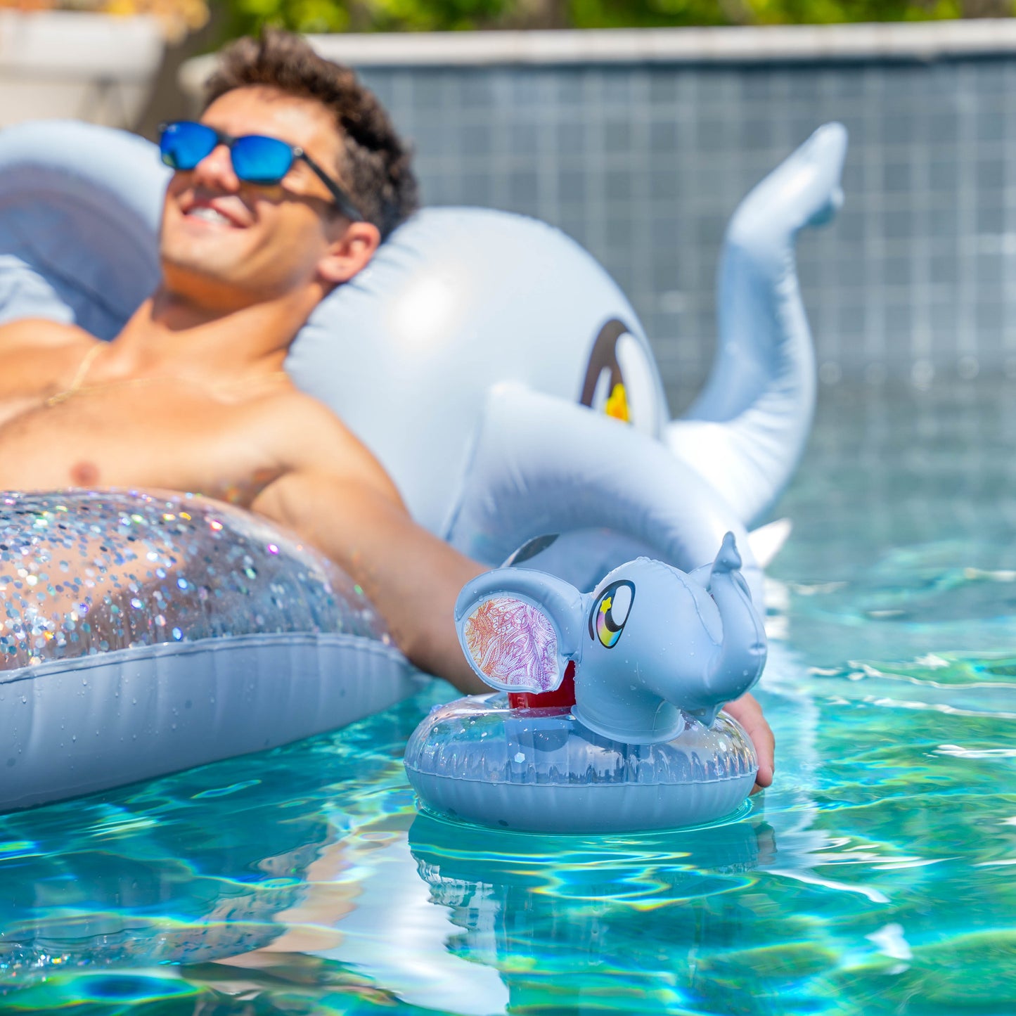 Glitter Elephant Party Animal Pack - 48" Tube with Matching Drink Float