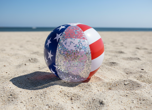 Inflatable Beach Ball Stars & Stripes Glitter