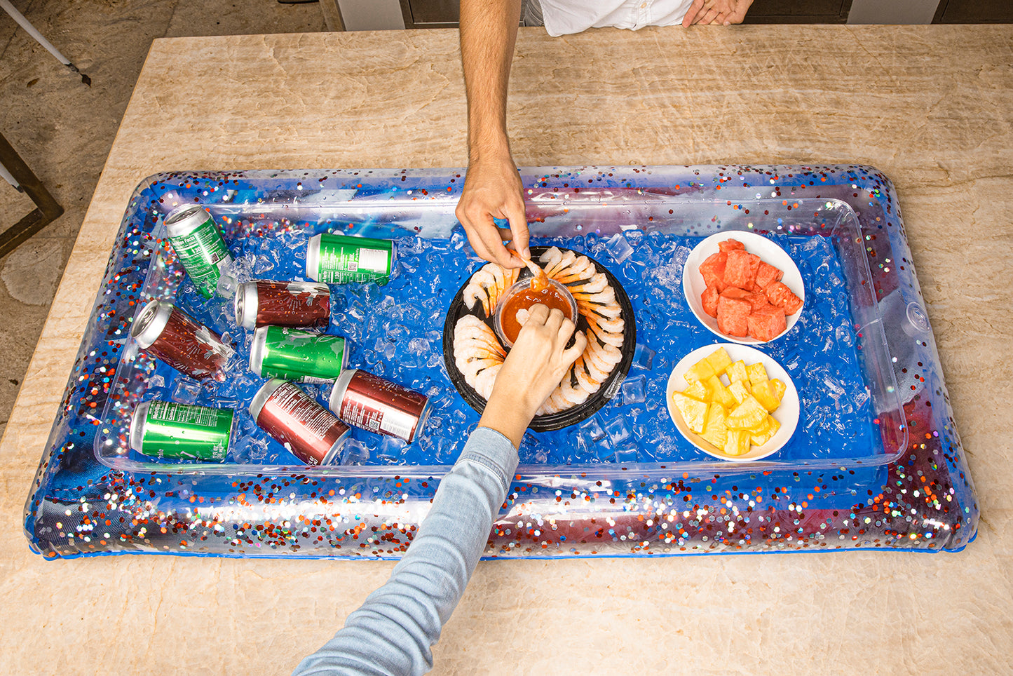 Inflatable Buffet Pool Cooler Stars & Stripes Glitter