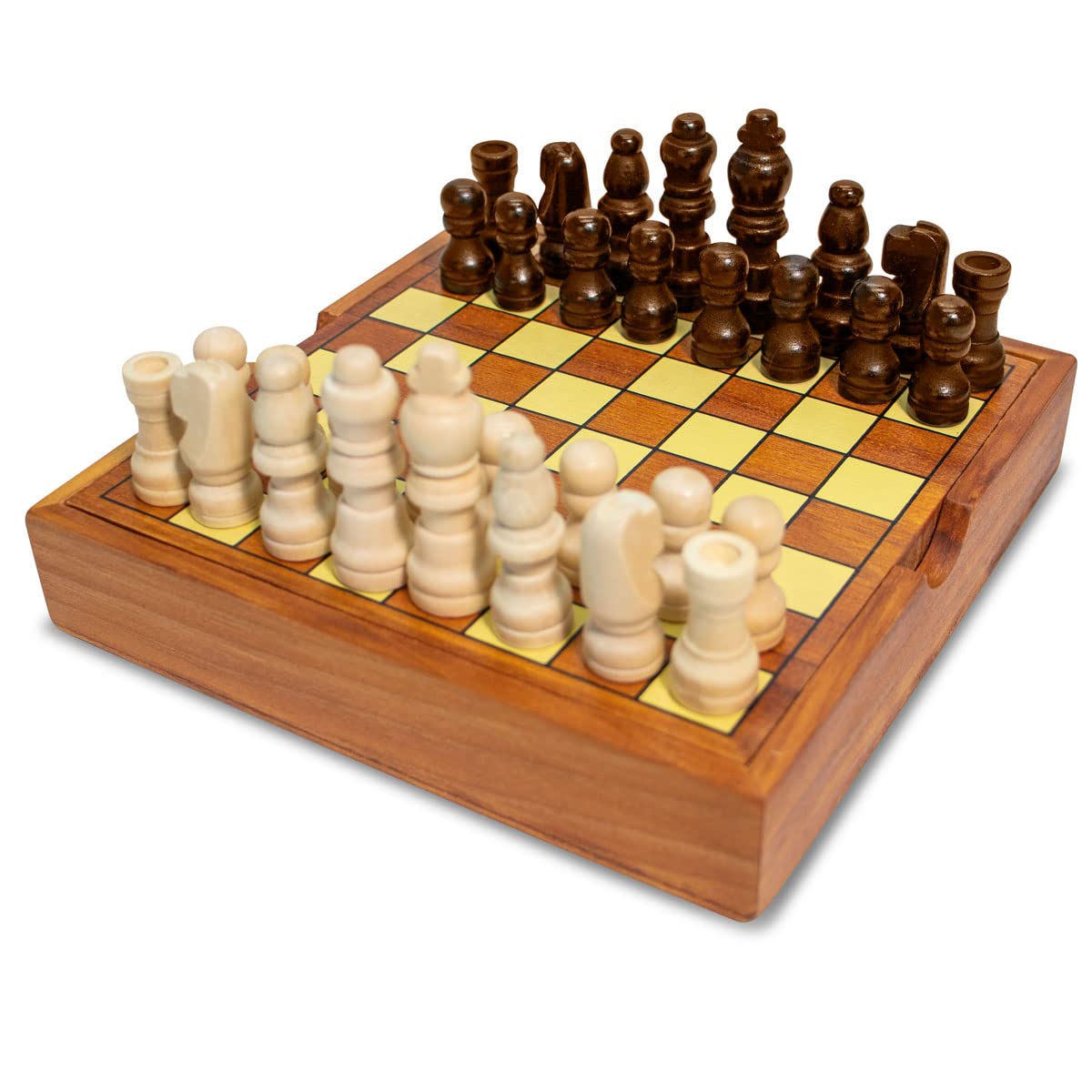 BrainCandy Wooden Travel Games Wooden Chess Game Set