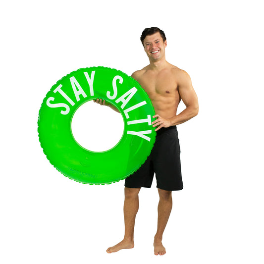 SplashParty 36" Beach & Pool Tube - - Sour Apple Green - "Stay Salty"