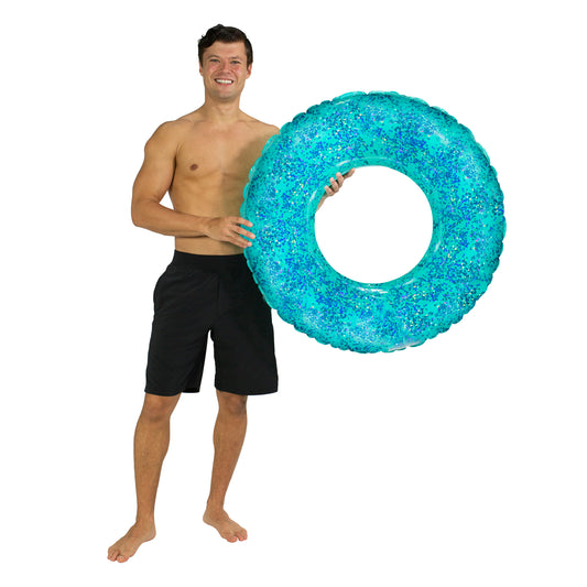 SplashParty 36" Beach & Pool Tube with Glitter - Aqua Glitter