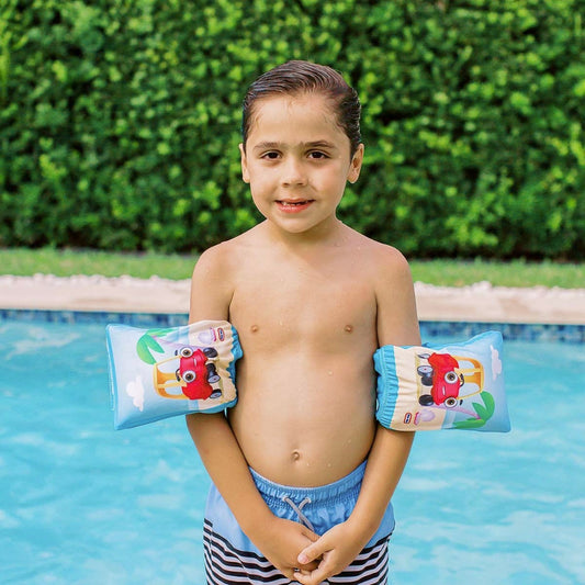 PoolCandy Inflatable Pool Floats Little Tikes Fabric Arm Floaties - Beach Blue