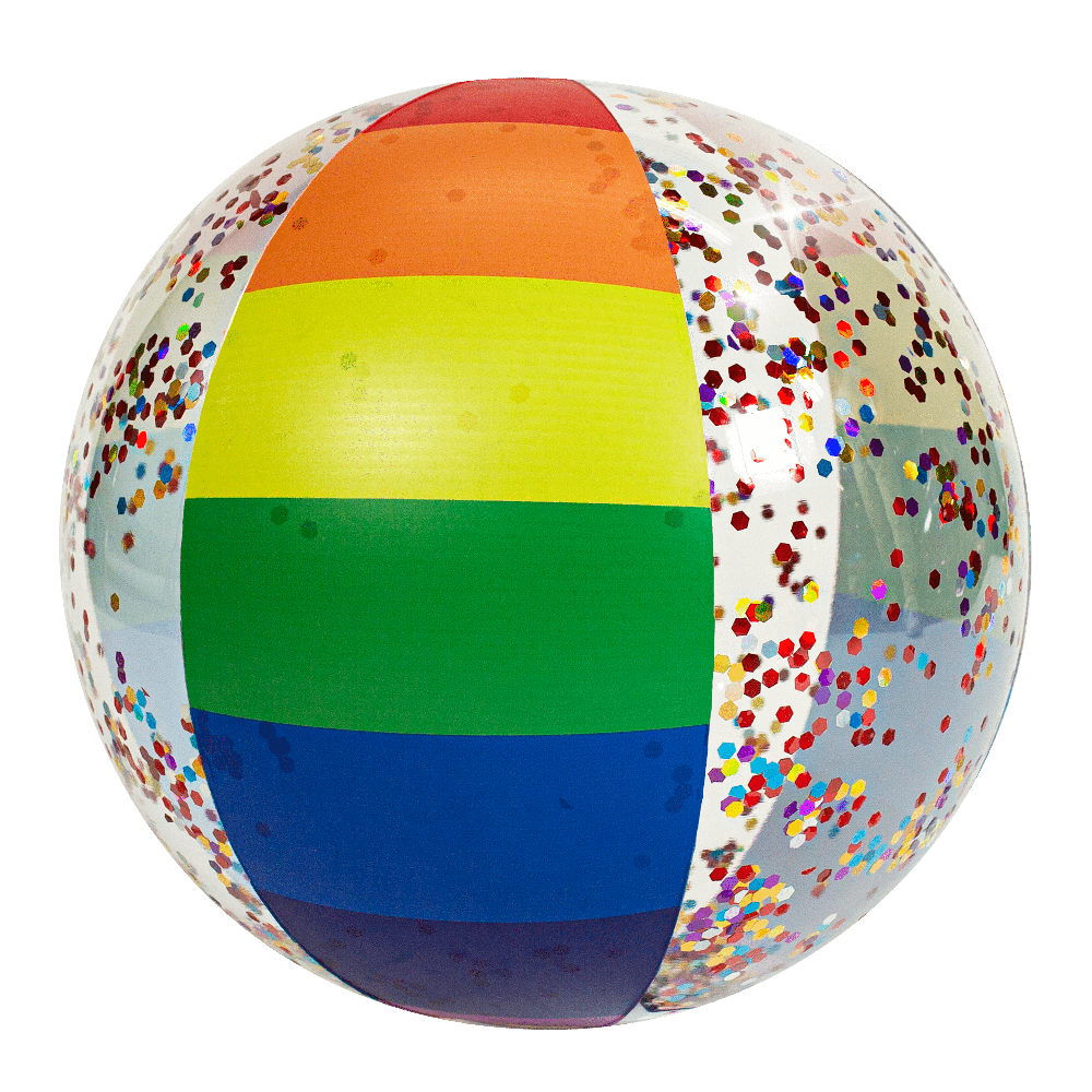 Inflatable Beach Ball Classic Rainbow Glitter PoolCandy
