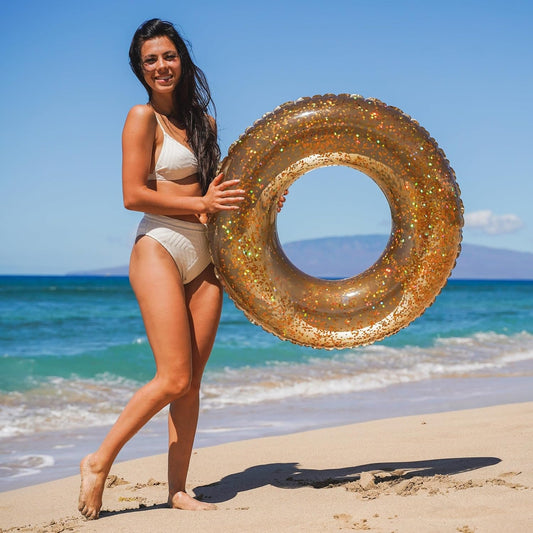 SplashParty 36" Beach & Pool Tube with Glitter - Gold Glitter