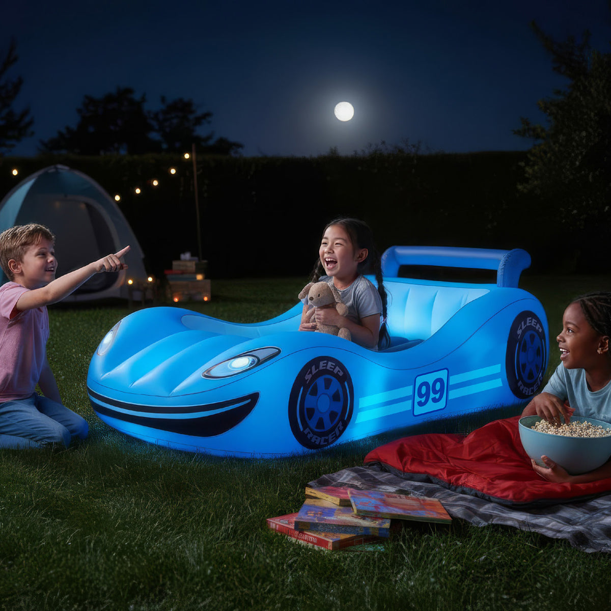 Sleep Racer™ Comfy Cruiser Inflatable LED Air Bed (Ages 2–6) by Nite B ...