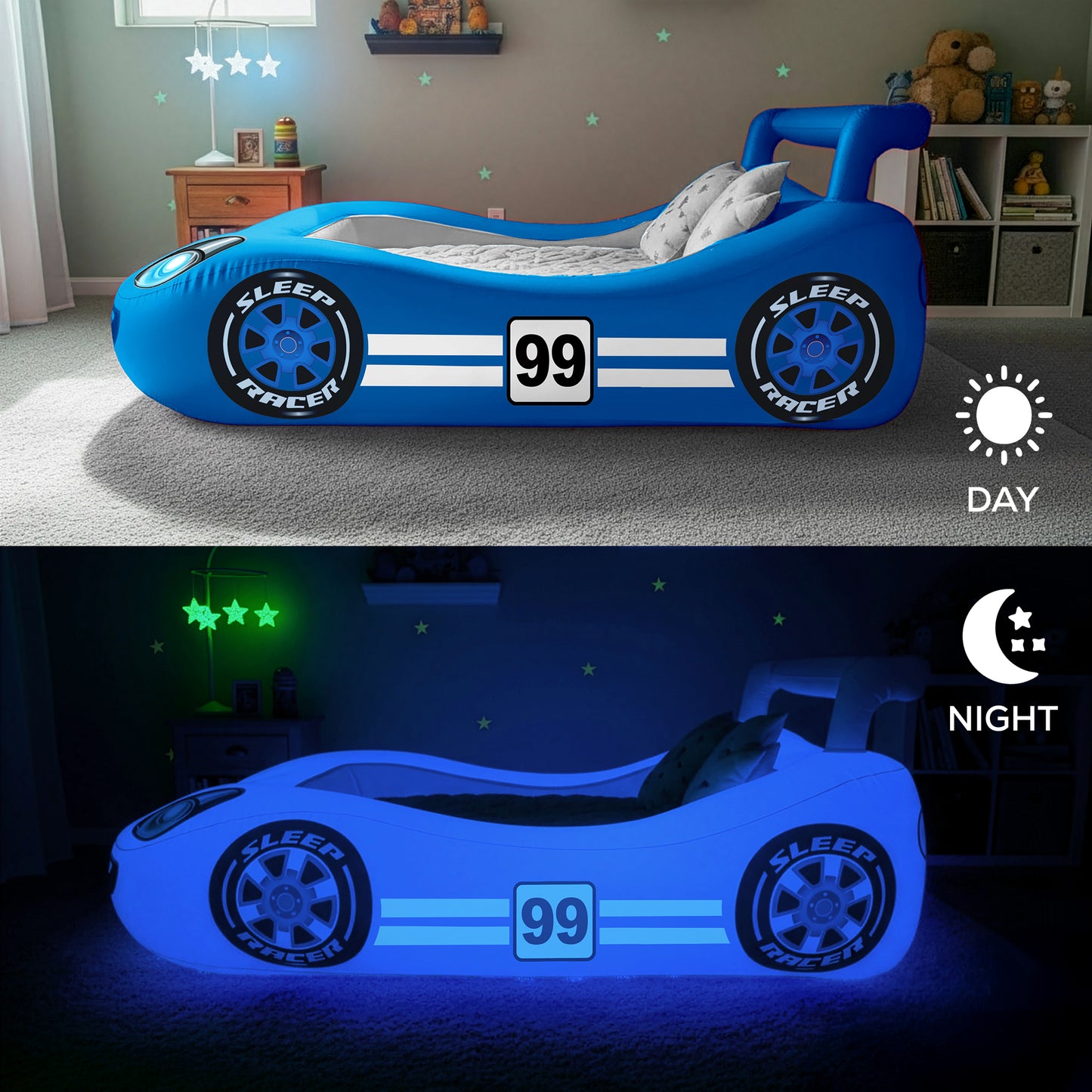 Sleep Racer™ Comfy Cruiser Inflatable LED Air Bed (Ages 2–6) by Nite Brite™ from the makers of AirCandy