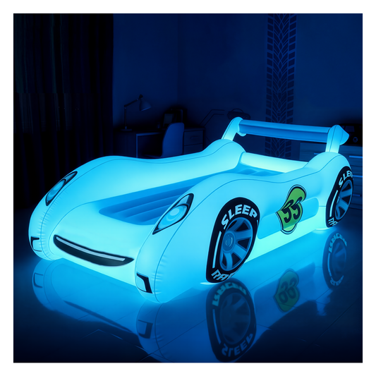 Sleep Racer Dream Car - Blue Illuminated LED Inflatable Car Bed Ages 3 to 12