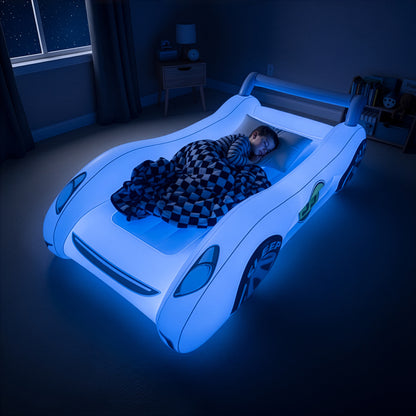 Sleep Racer Dream Car - Blue Illuminated LED Inflatable Car Bed Ages 3 to 12