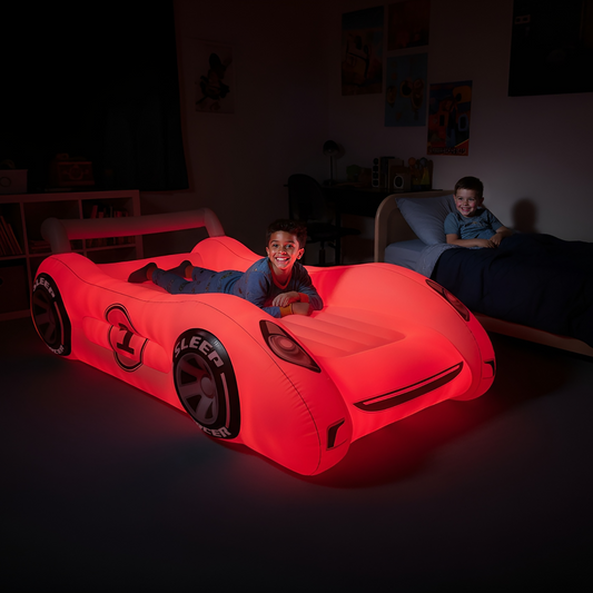 Sleep Racer Dream Car - Red Illuminated LED Inflatable Car Bed Age 3 to 12
