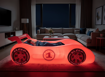 Sleep Racer Dream Car - Red Illuminated LED Inflatable Car Bed Age 3 to 12