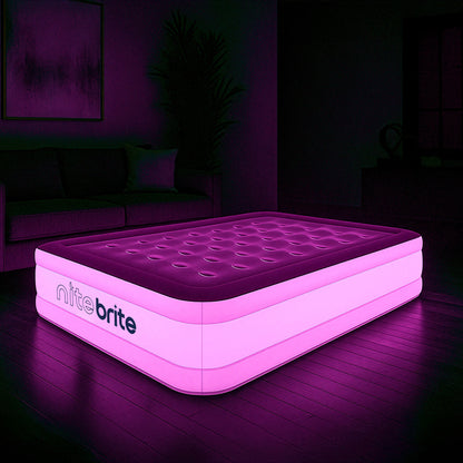 Nite Brite™ by AirCandy — Queen LED Air Bed with Rechargeable Pump & Lantern