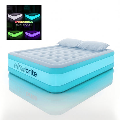Nite Brite™ by AirCandy — Queen LED Air Bed with Rechargeable Pump & Lantern