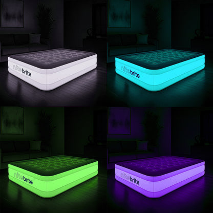 Nite Brite™ by AirCandy — Queen LED Air Bed with Rechargeable Pump & Lantern