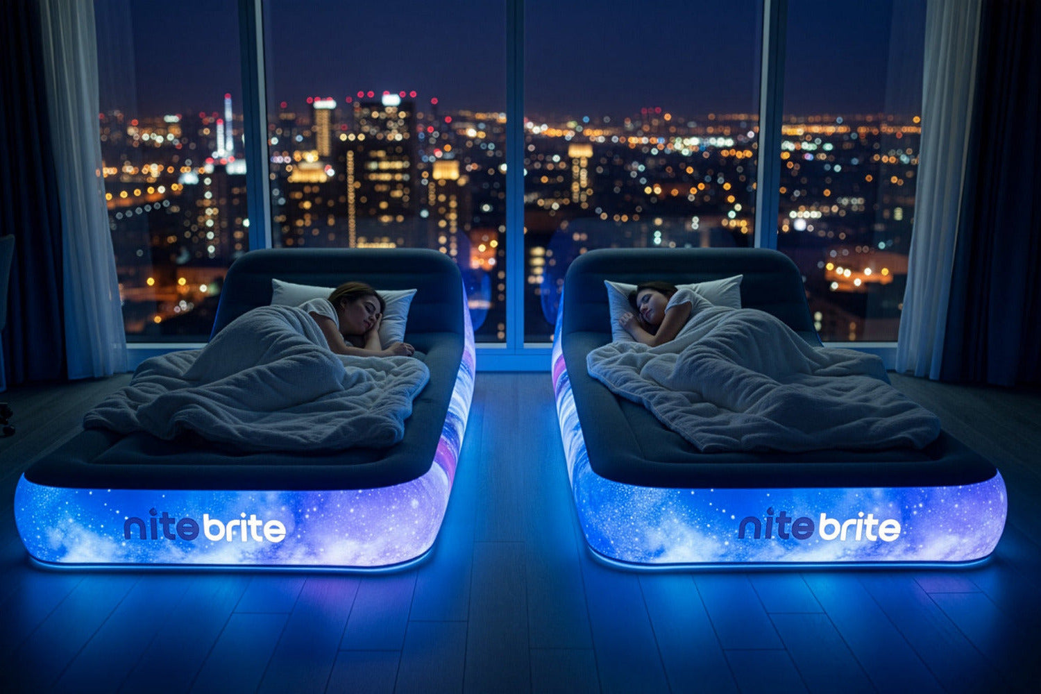 Galaxy bed Twin Sized Illuminated LED Air Bed featuring the Carina Nebula - Webb Telescope