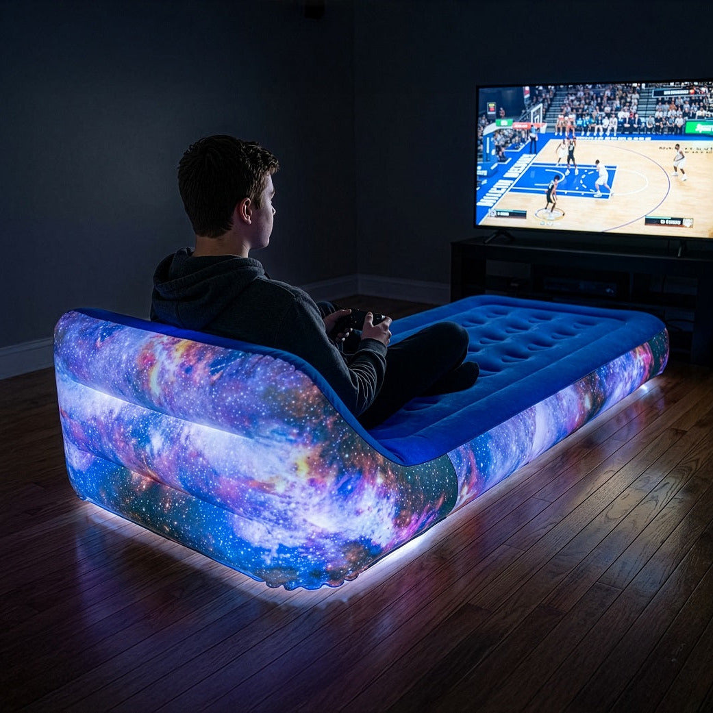 Galaxy bed Twin Sized Illuminated LED Air Bed featuring the Carina Nebula - Webb Telescope