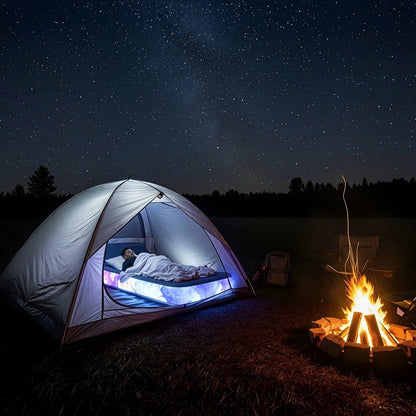 Galaxy bed Twin Sized Illuminated LED Air Bed featuring the Carina Nebula - Webb Telescope.