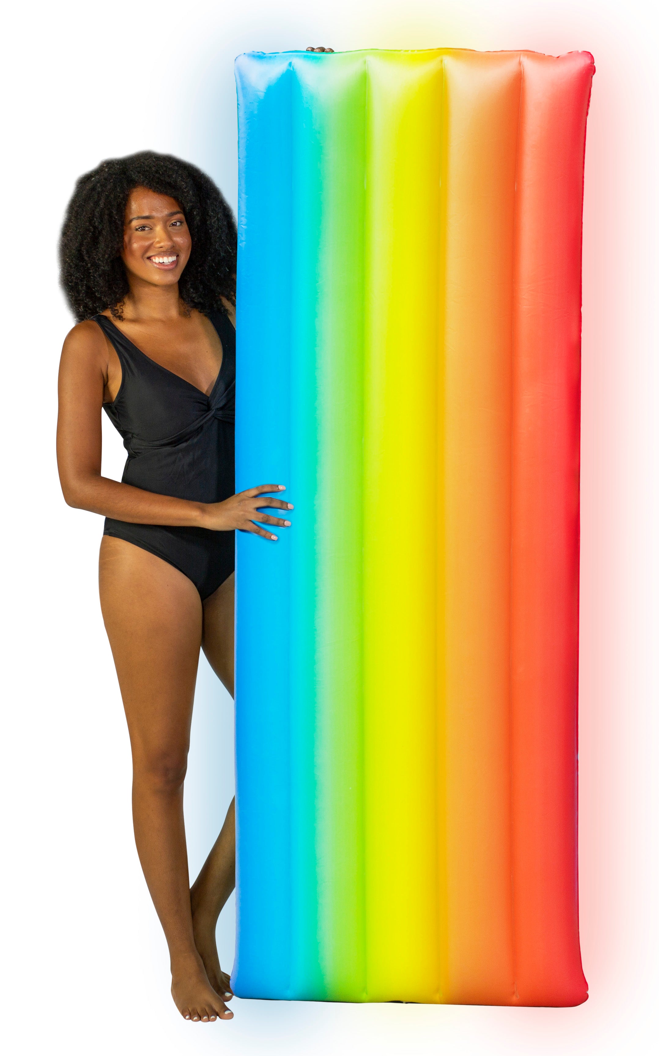 Classic Rainbow Illuminated LED Deluxe Pool Raft - 74 x 30"
