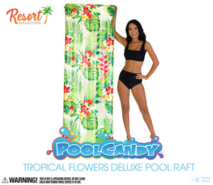 Deluxe Pool Raft 74" x 30  with Tropical Flower Print
