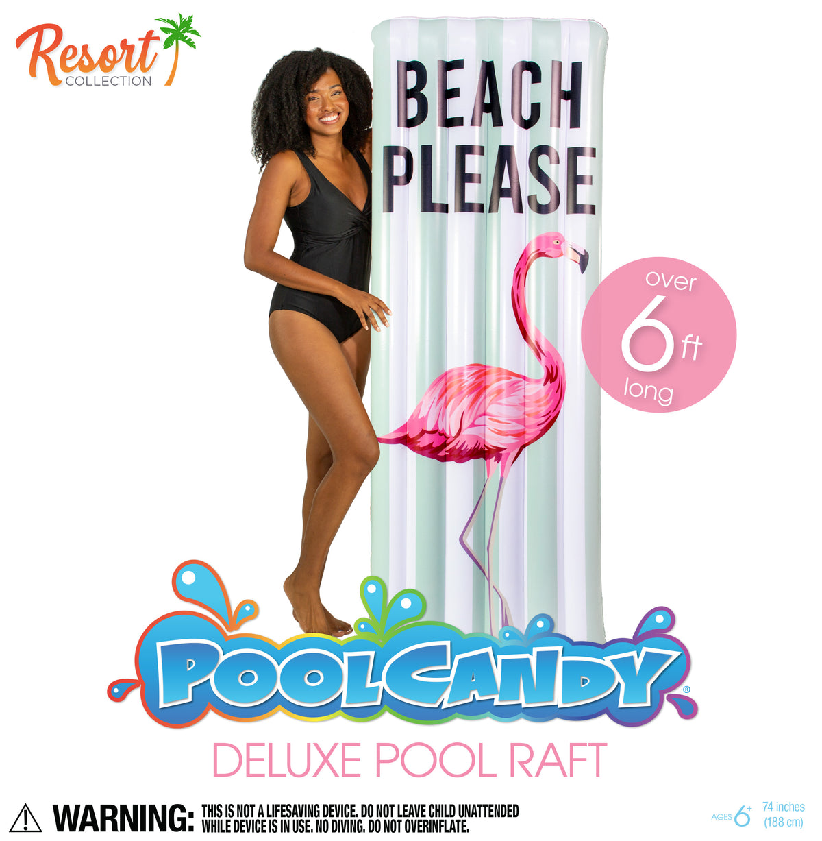 Poolcandy Inflatable Silver Deluxe Pool Raft 74" x 30" - Beach Please