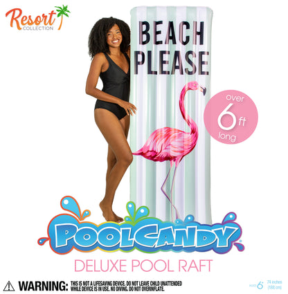 Poolcandy Inflatable Silver Deluxe Pool Raft 74" x 30" - Beach Please