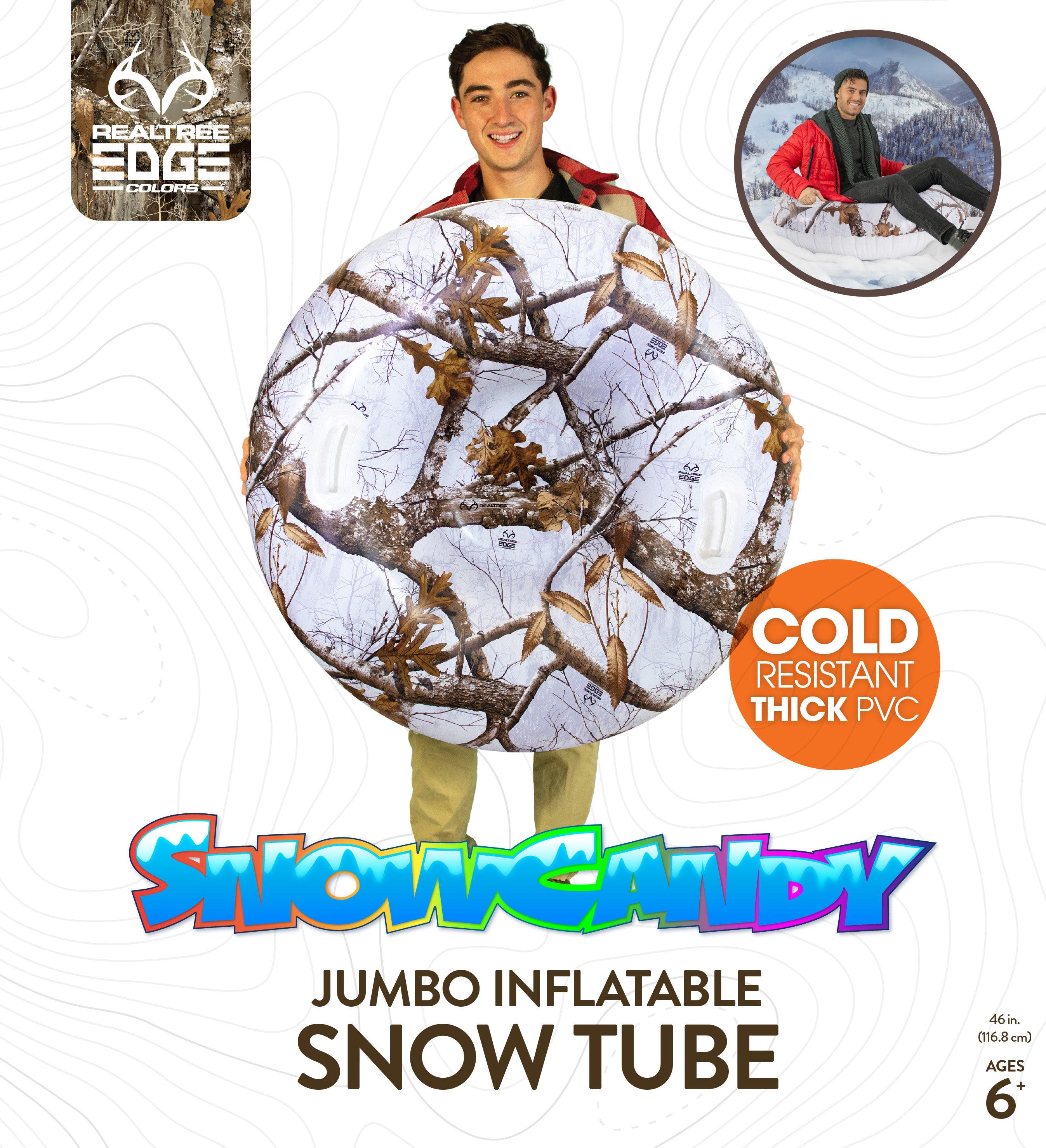 Realtree Camo Camouflage Jumbo Inflatable Heavy-Duty 46" Snow Tube