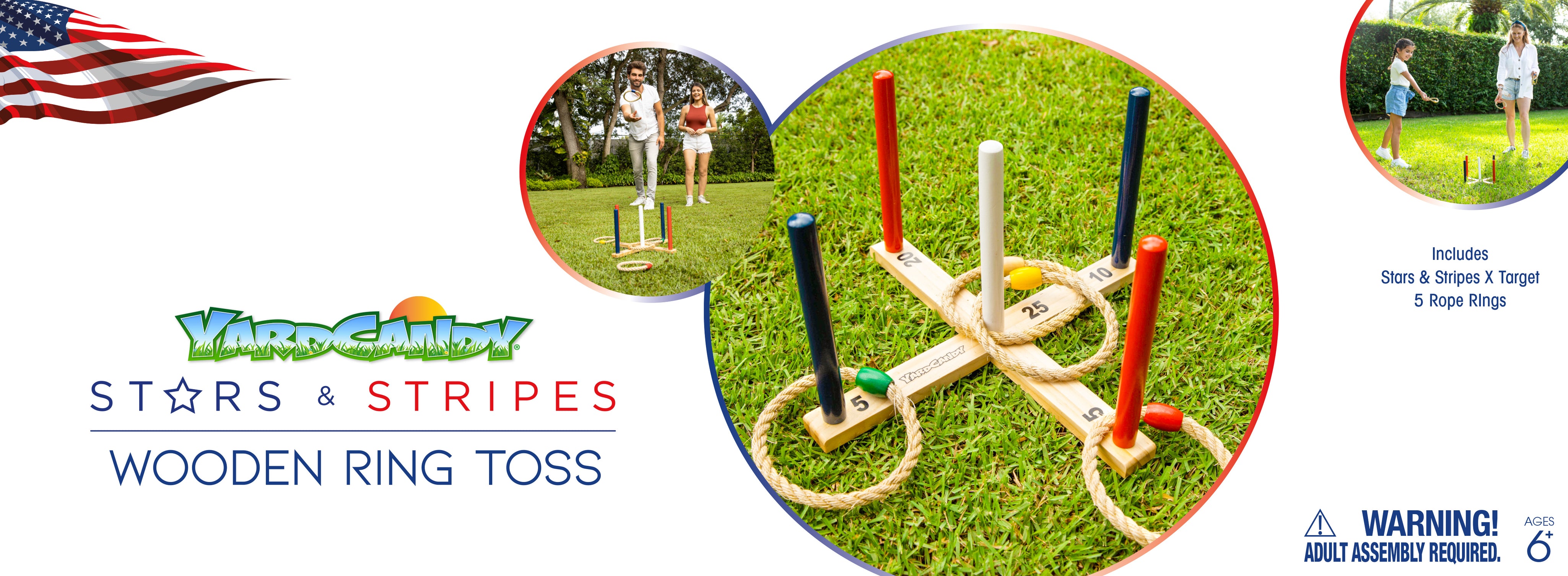 YardCandy Stars & Stripes Wooden Ring Toss
