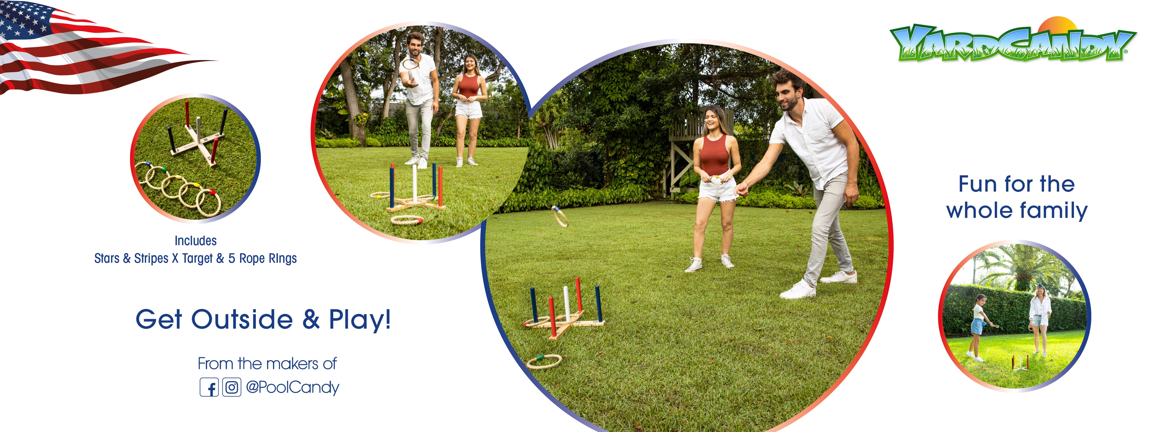 YardCandy Stars & Stripes Wooden Ring Toss