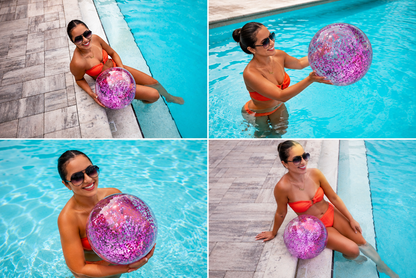 Inflatable Beach Ball Orchid Color Glitter Jumbo Size