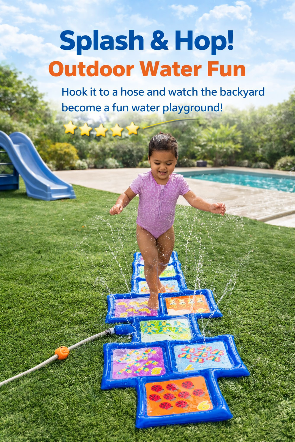 Little Tikes Animal Friends Hopscotch Sprinkler Splash Pad – Outdoor Water Toy for Kids (Ages 3+)