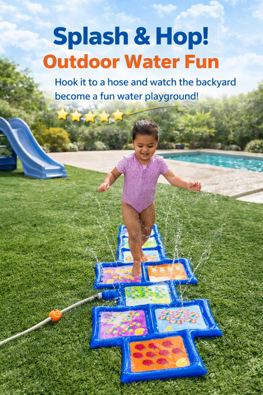 Little Tikes Animal Friends Hopscotch Sprinkler Splash Pad – Outdoor Water Toy for Kids (Ages 3+)