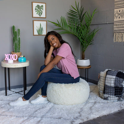 Inflatable Ottoman Mongolian Faux Fur Air Candy