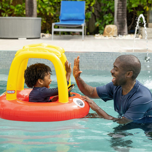 Little Tikes Cozy Coupe Junior Baby Boat - Infant Pool Float with Canopy, Safety Seat, and Steering Wheel
