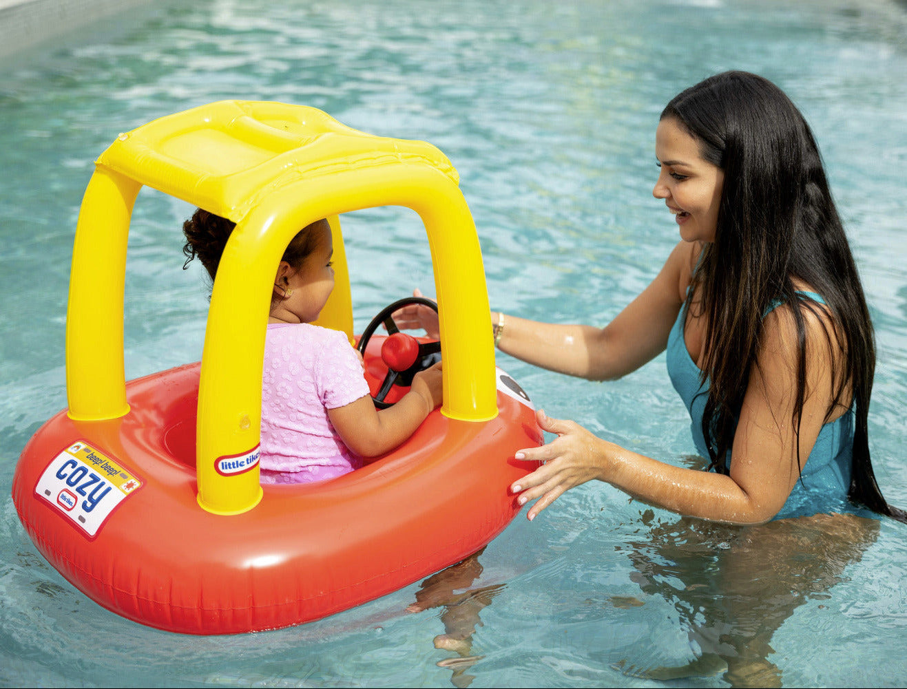 Little Tikes Cozy Coupe Junior Baby Boat - Infant Pool Float with Canopy, Safety Seat, and Steering Wheel