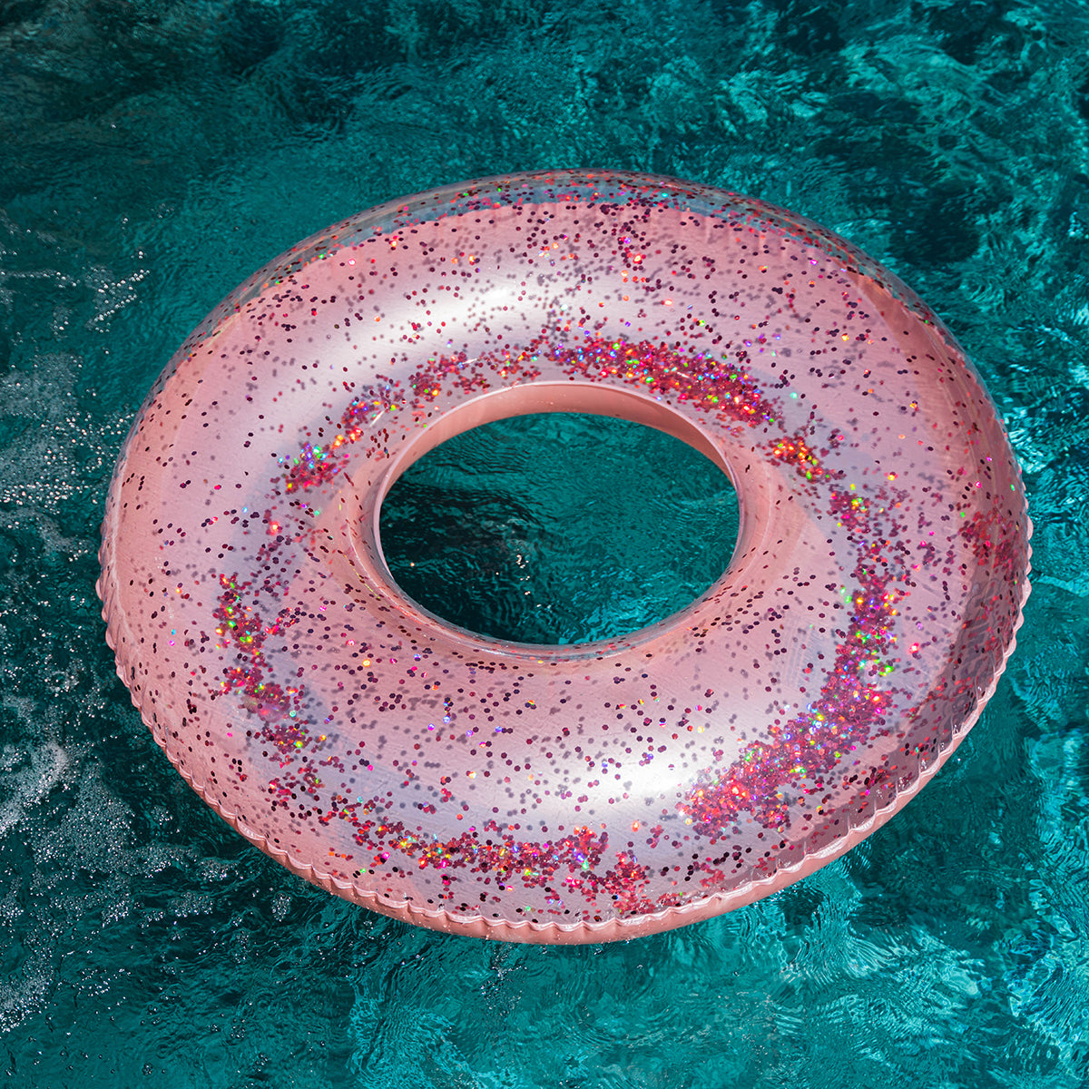 Inflatable Rose Gold Glitter Pool Tube PoolCandy