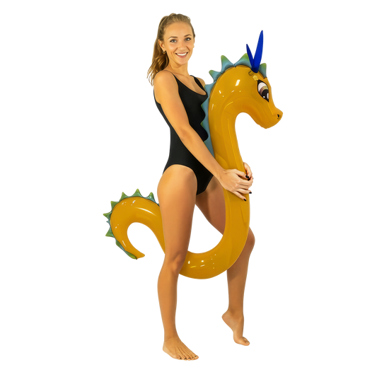 Dragon Ride-On Super Noodle Inflatable Pool Float, Golden Dragon Design