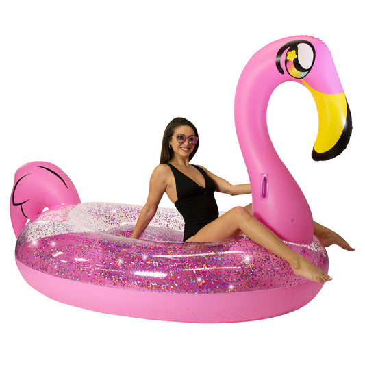 Gigantic Glitter Flamingo Pool Float – by PoolCandy