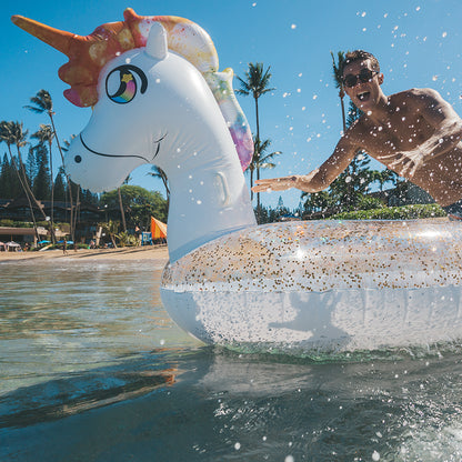 Gigantic Rainbow Unicorn Glitter Pool Raft by PoolCandy