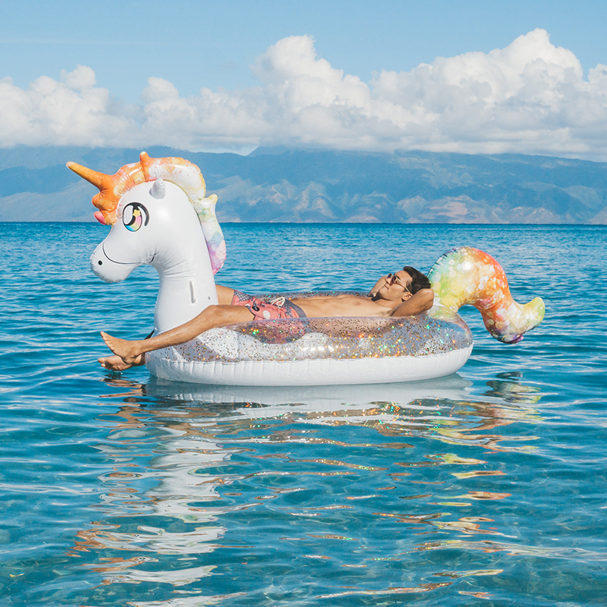 Gigantic Rainbow Unicorn Glitter Pool Raft by PoolCandy