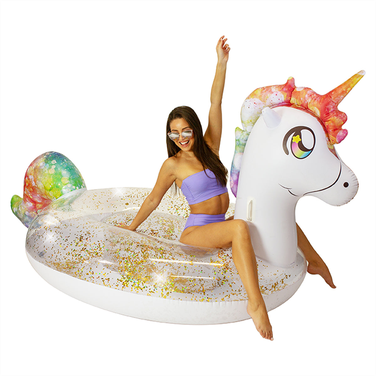 Gigantic Rainbow Unicorn Glitter Pool Raft by PoolCandy