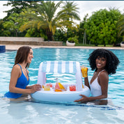Floating Buffet Bar with Canopy - Blue & White Cabana Stripes