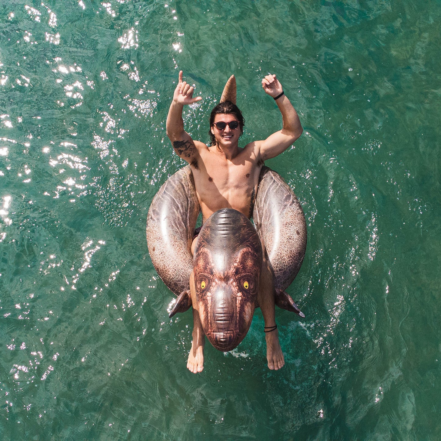 PoolCandy T-Rex Dinosaur Pool Float – 40” RealPrint® Edition – Fierce Fun